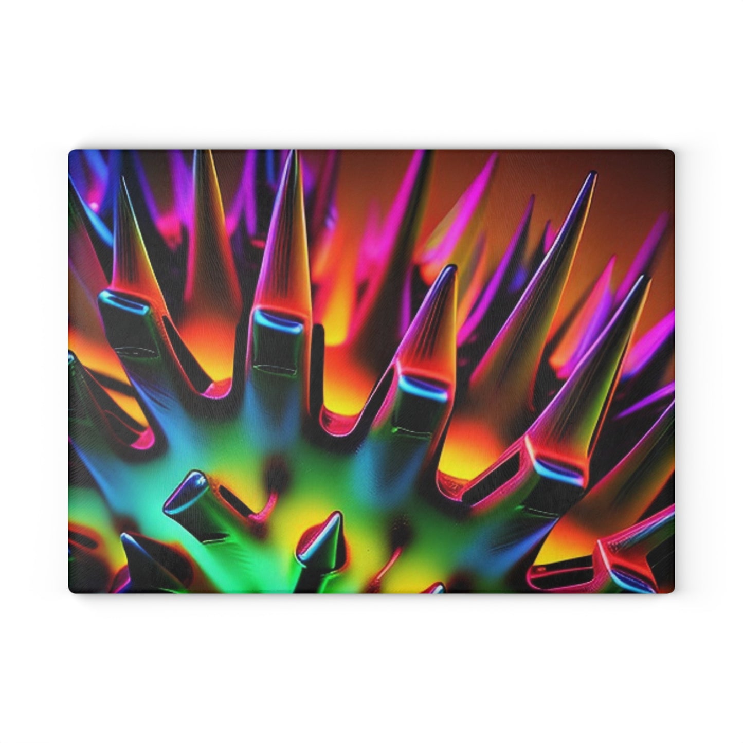Glass Cutting Board Macro Neon Spike 2