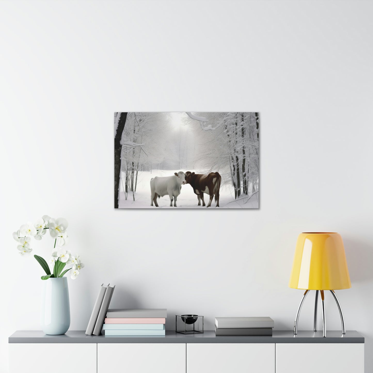 Canvas Gallery Wraps Long Haired Cow snow 4