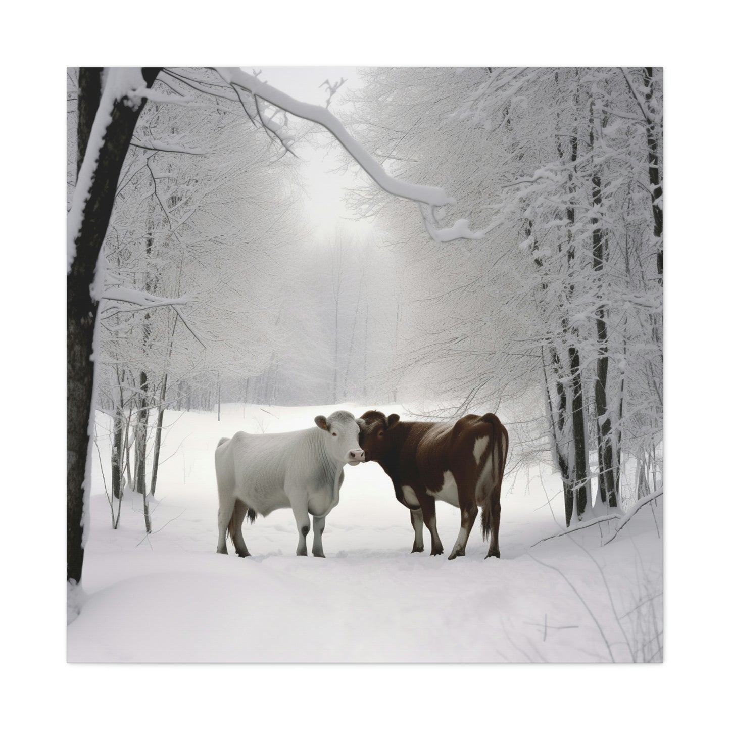 Canvas Gallery Wraps Long Haired Cow snow 4