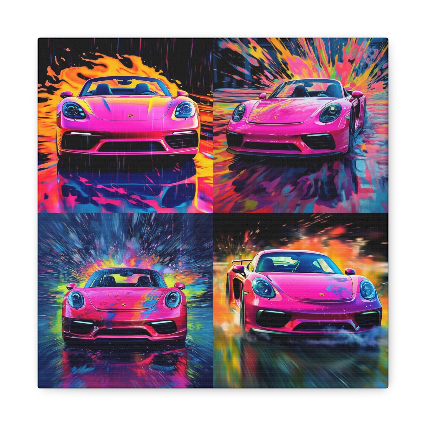 Canvas Gallery Wraps Pink Porsche water fusion 4 pack