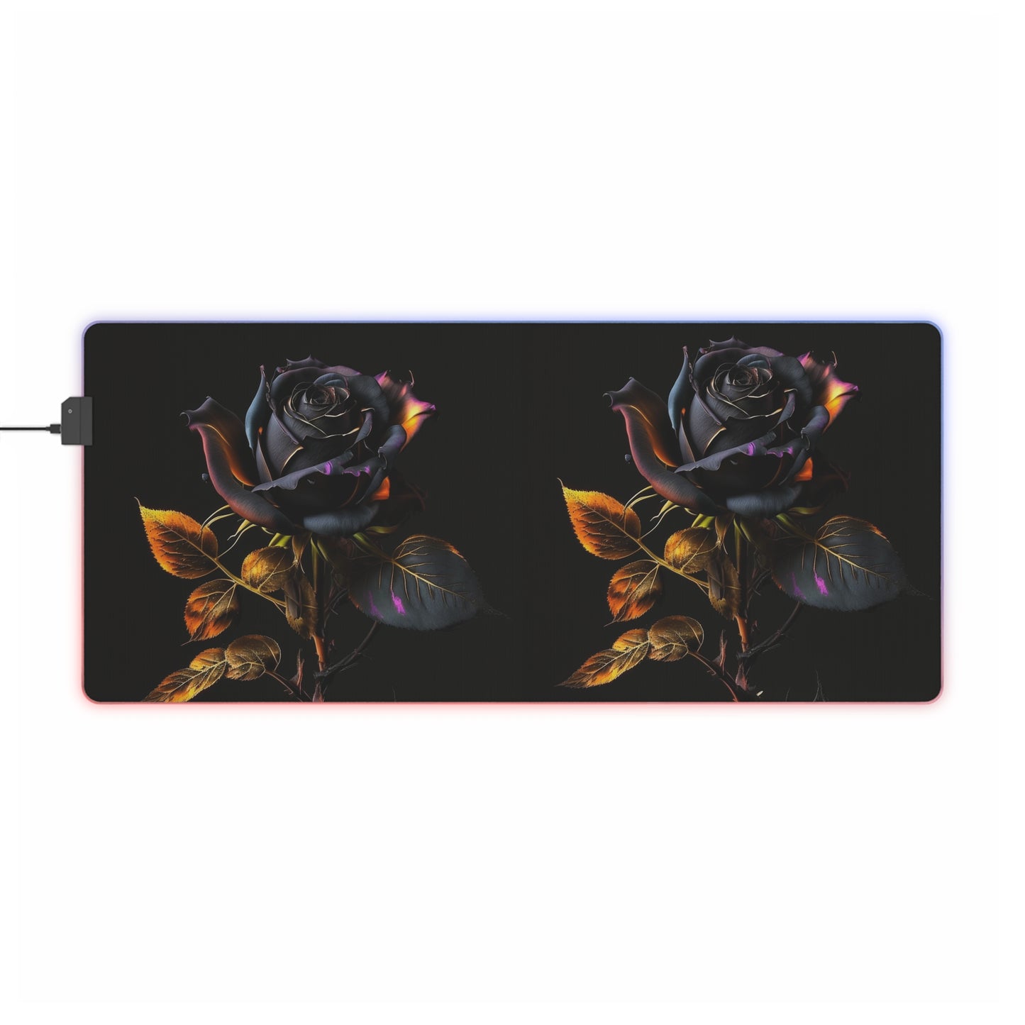 LED Gaming Mouse Pad Black Glod Rose