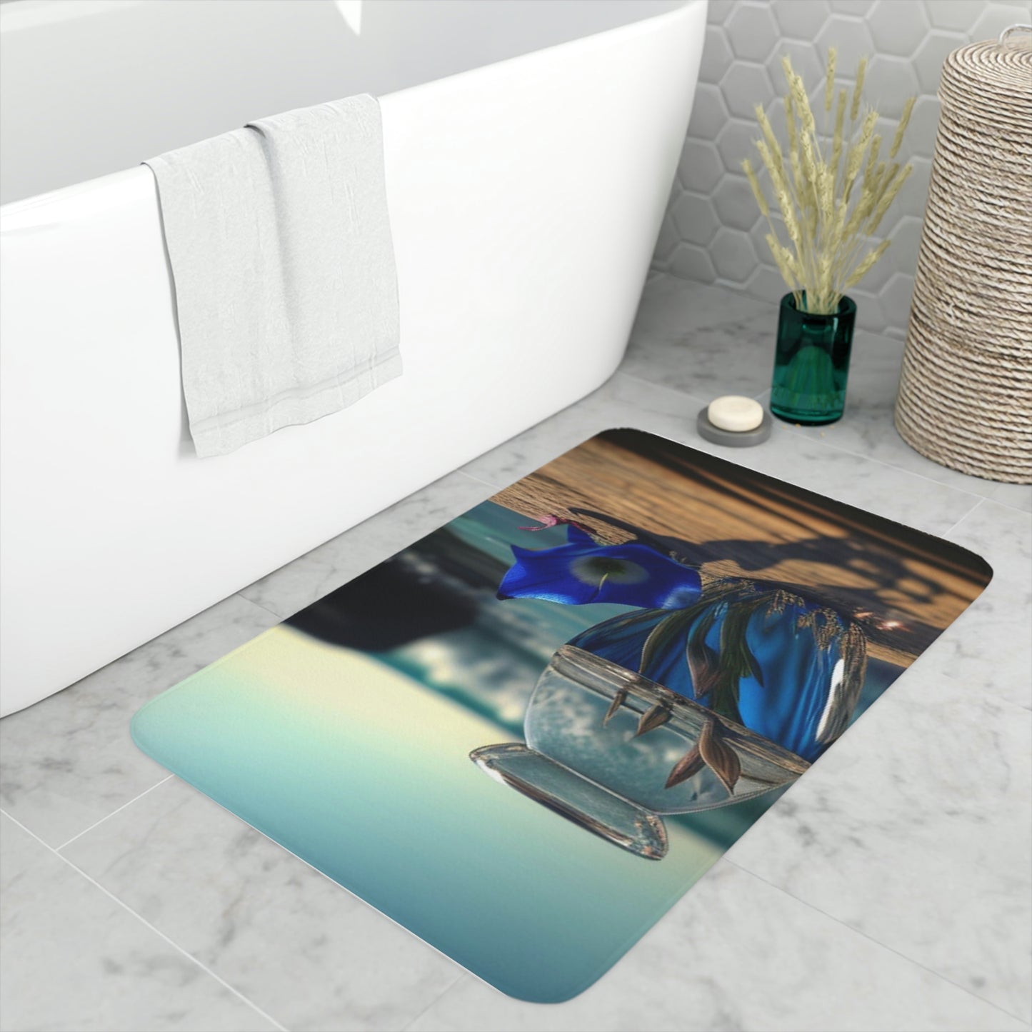 Memory Foam Bath Mat Bluebell the 4