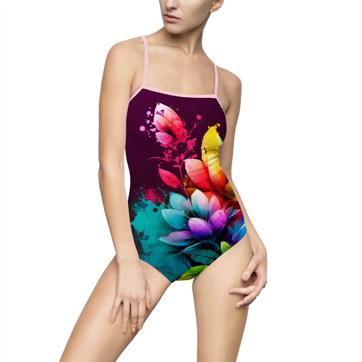 Women's One-piece Swimsuit (AOP) bright spring flowers 3
