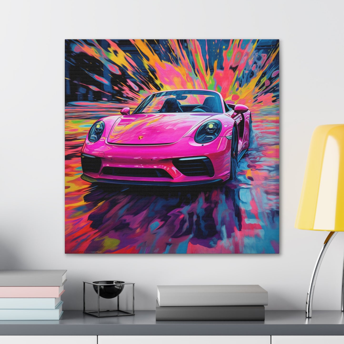 Canvas Gallery Wraps Pink Porsche water fusion 2