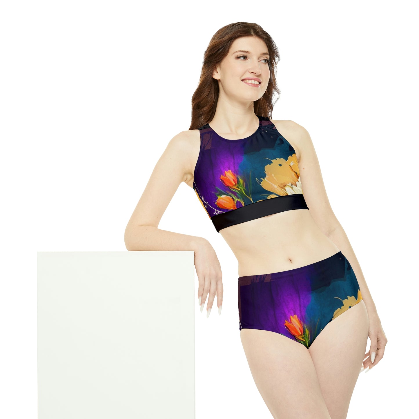 Sporty Bikini Set (AOP) Bright Spring Flowers 4