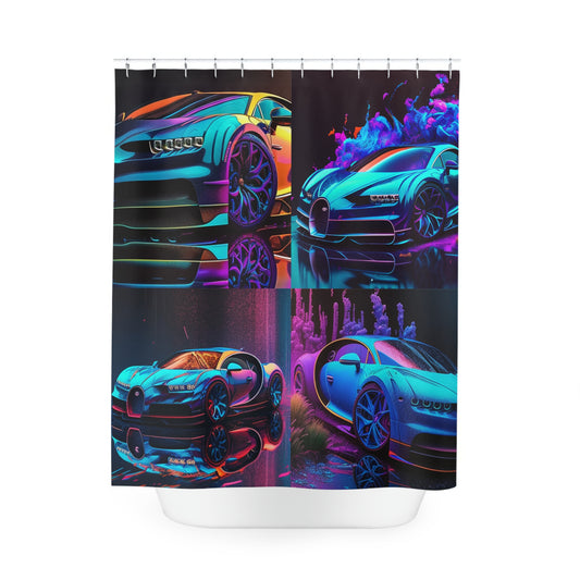 Polyester Shower Curtain hyper Bugatti neon Chiron 4 pack
