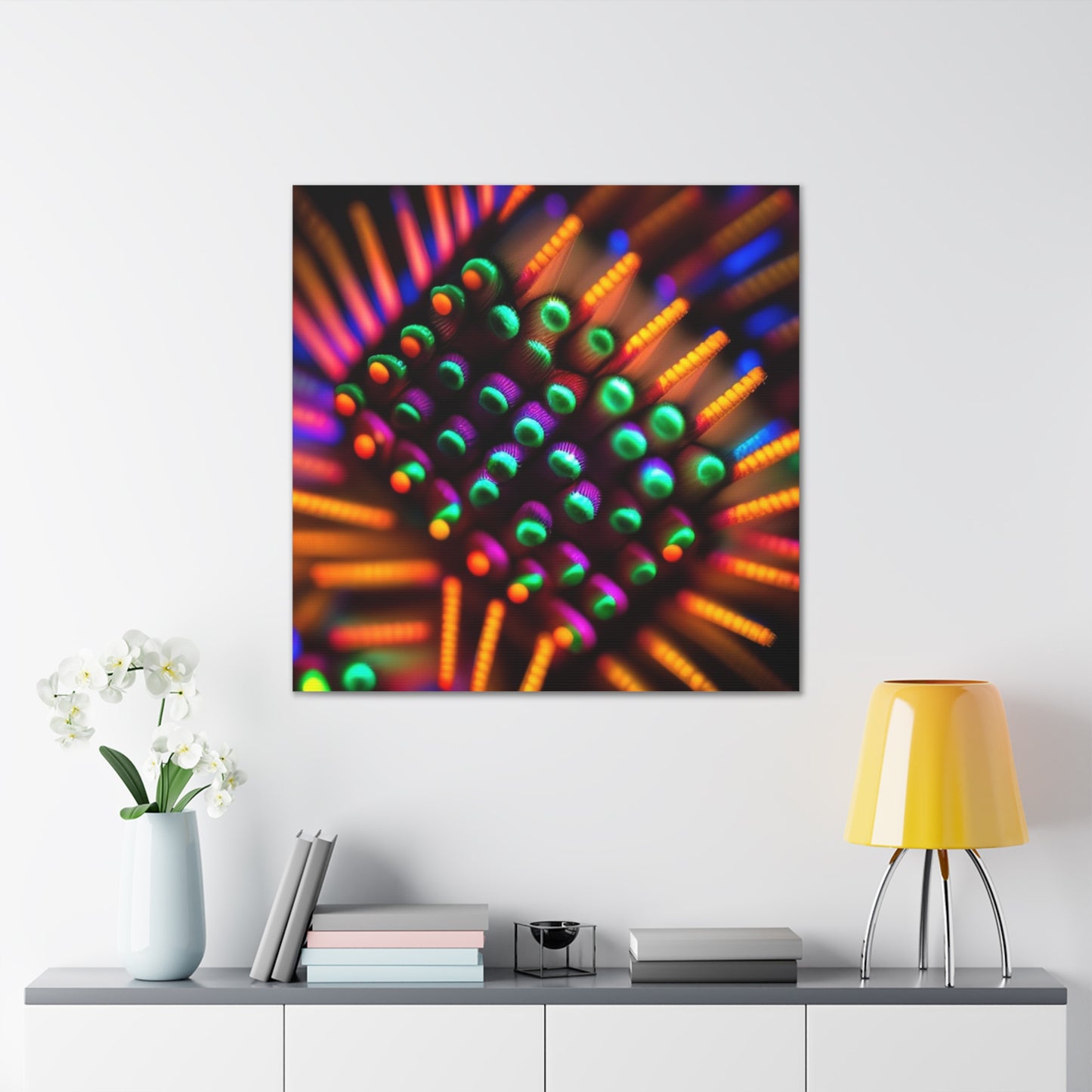 Canvas Gallery WrapsMacro Cactus neon square 3