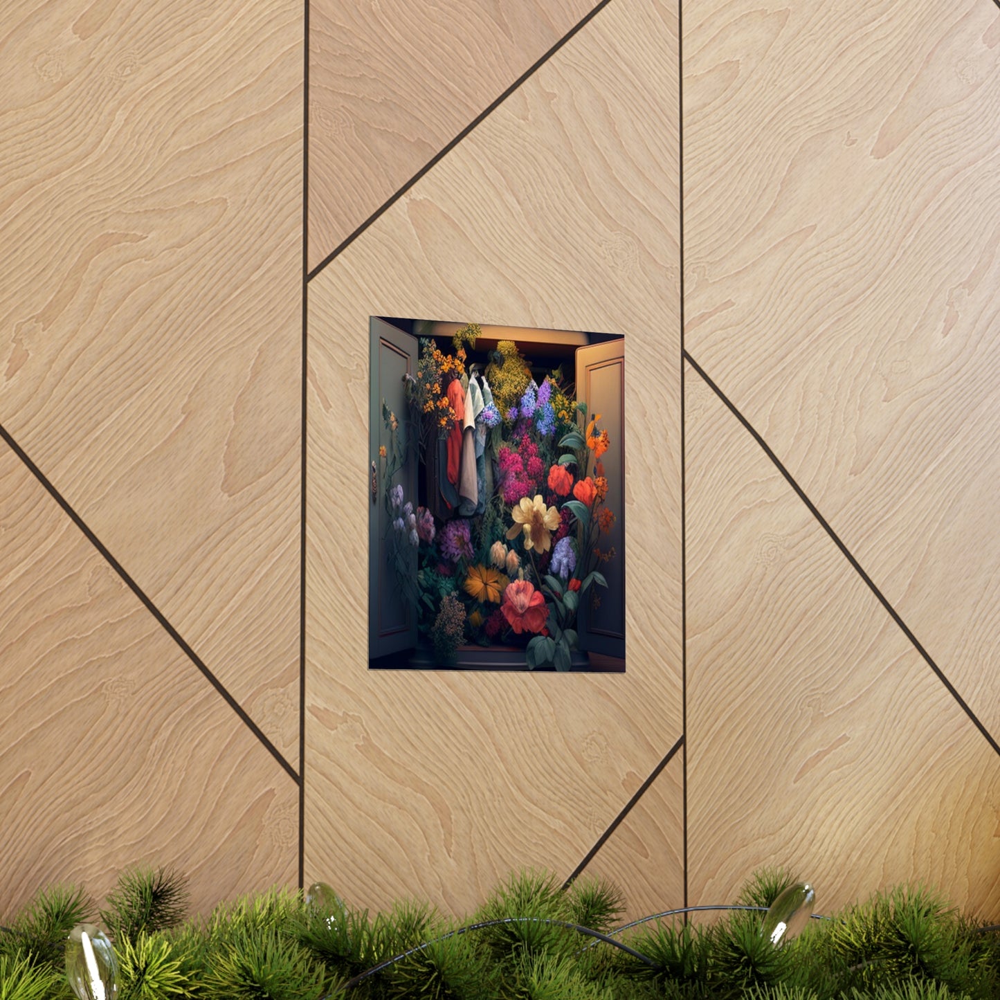 Premium Matte Vertical Posters A Wardrobe Surrounded by Flowers 4