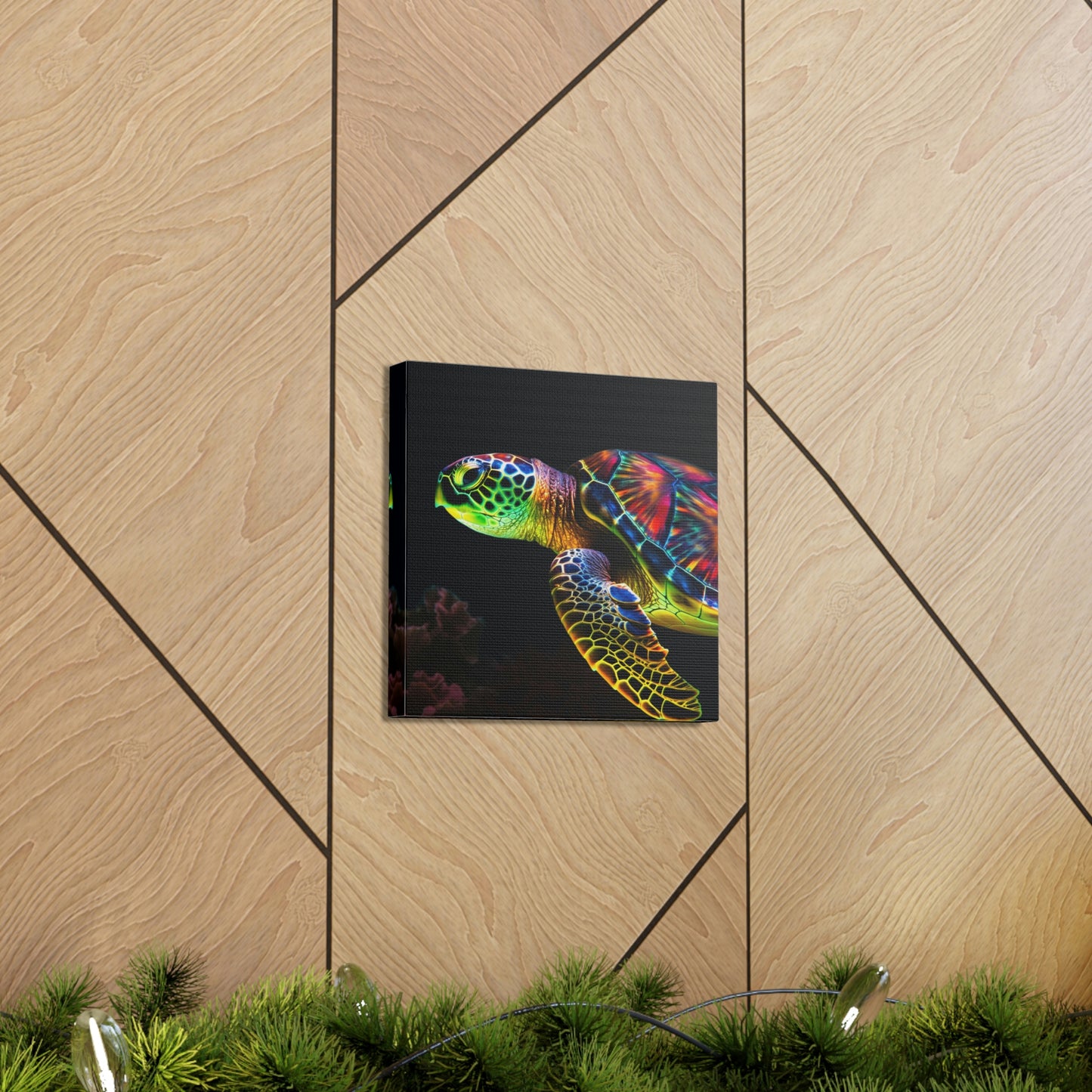 Canvas Gallery Wraps Neon Sea Turtle 4