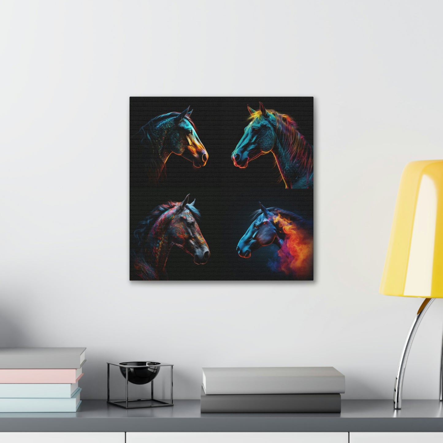 Canvas Gallery Wraps Neon Horses 4 Pack