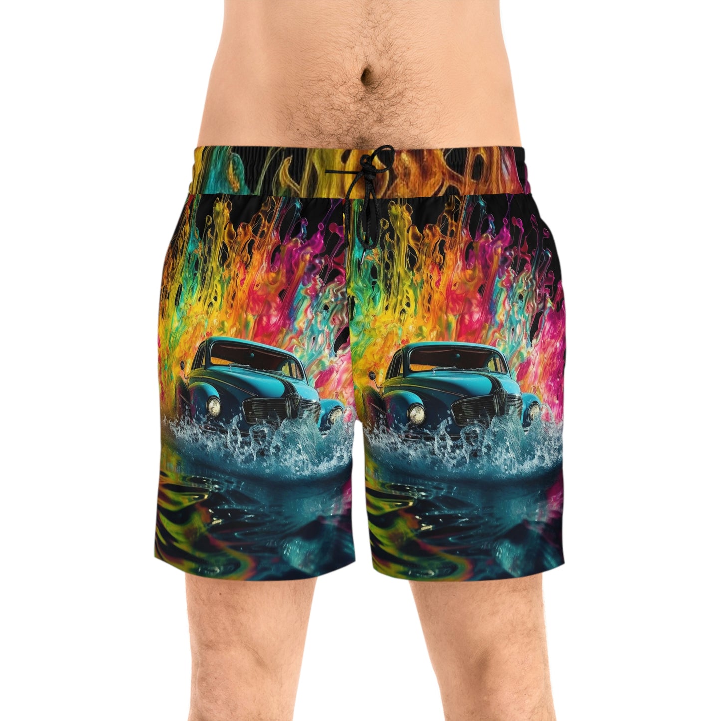 Men's Mid-Length Swim Shorts (AOP) Hotrod Water 1