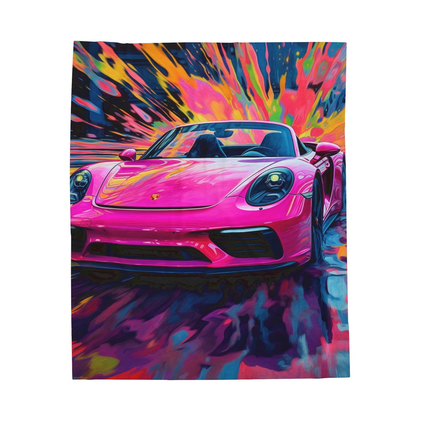 Velveteen Plush Blanket Pink Porsche water fusion 2