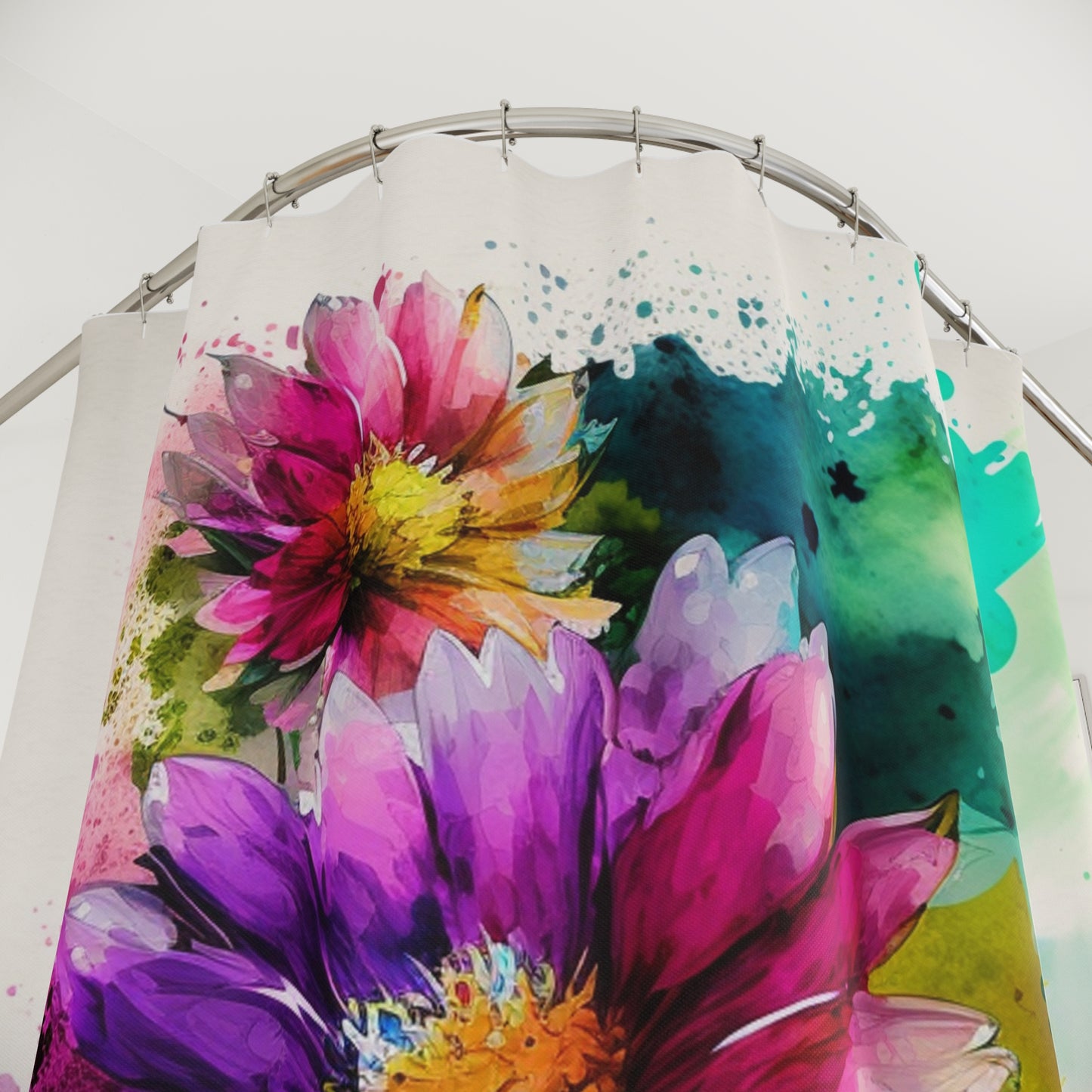 Polyester Shower Curtain bright spring flowers 1