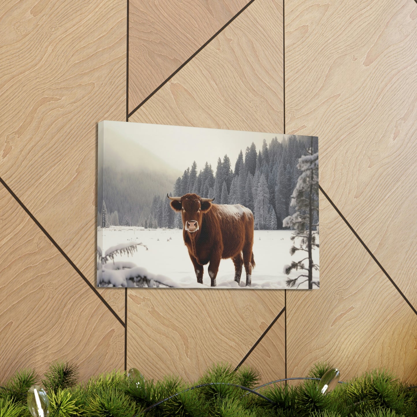 Canvas Gallery Wraps Cow Snow 3