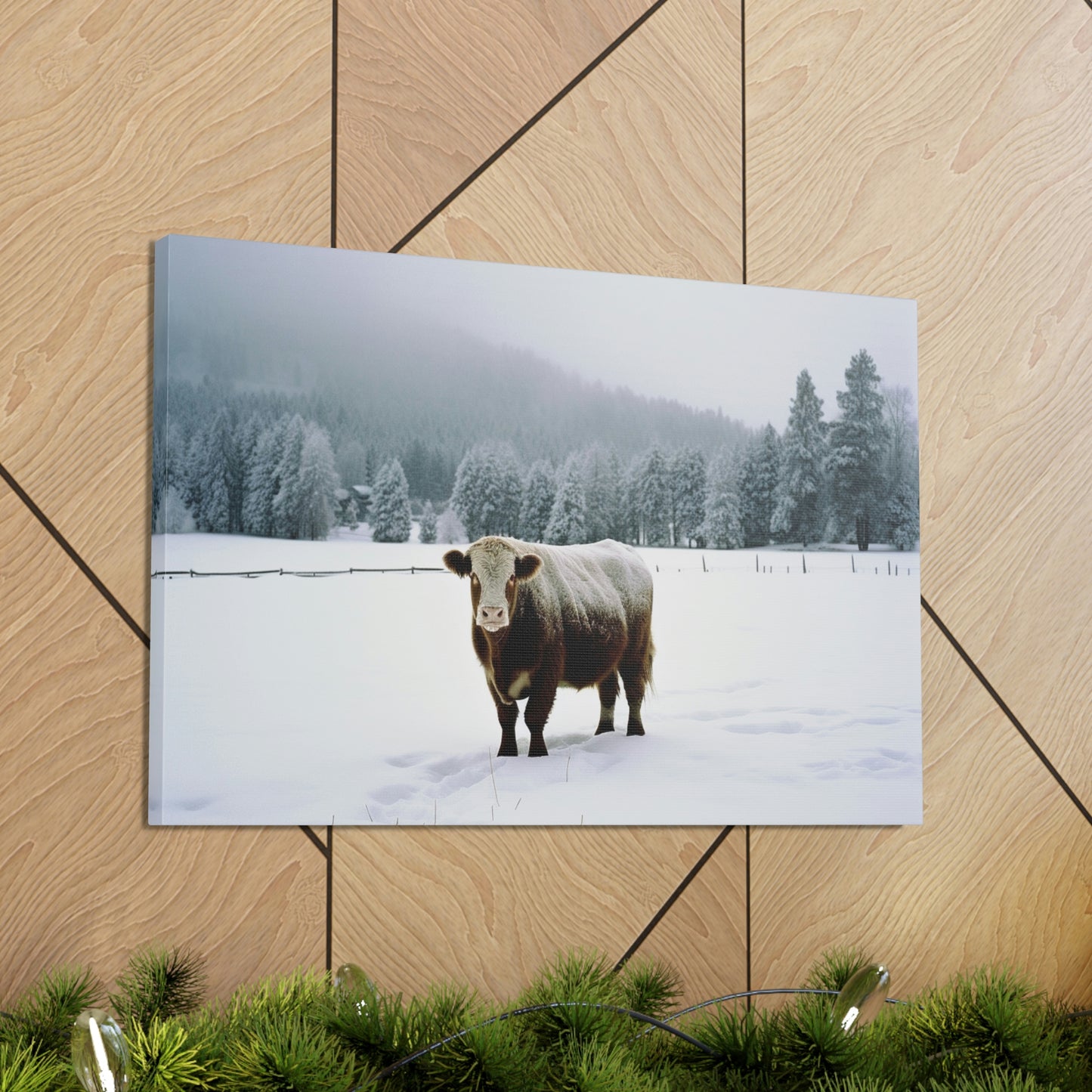 Canvas Gallery Wraps  Cow Snow 1