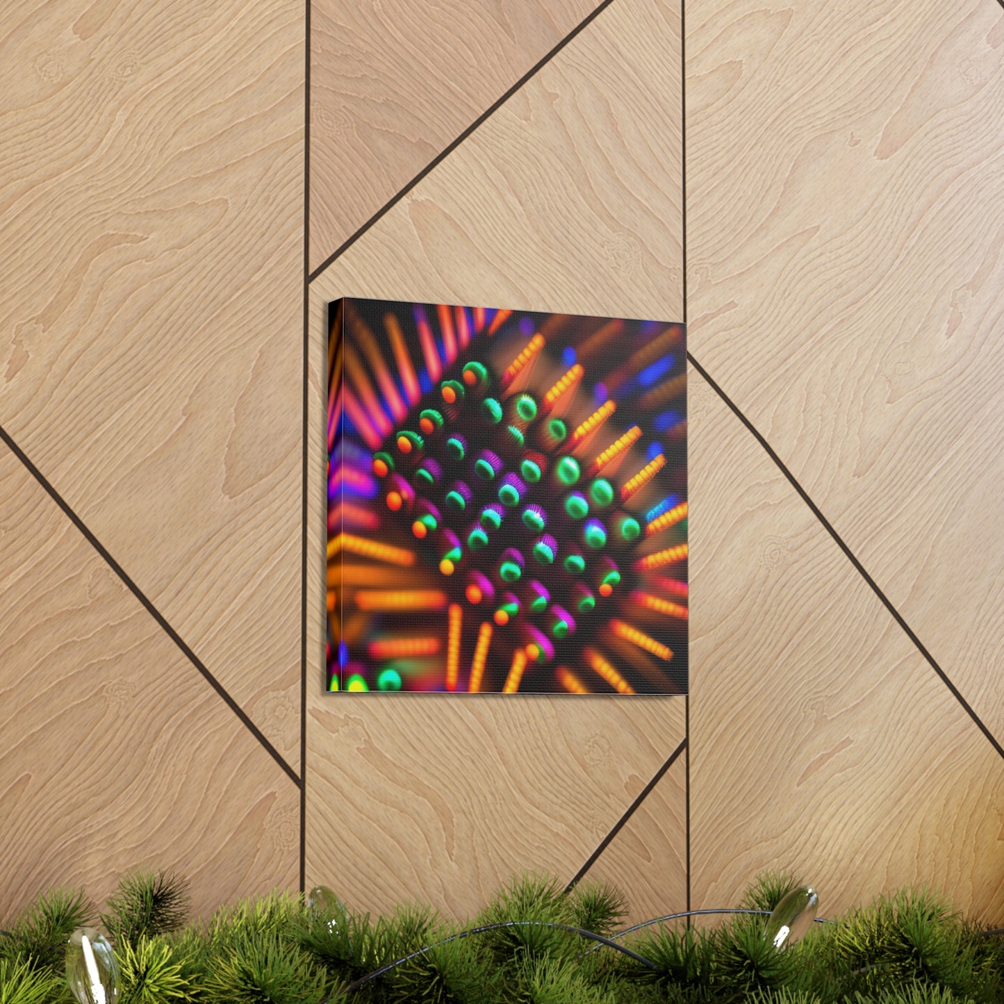 Canvas Gallery WrapsMacro Cactus neon square 3