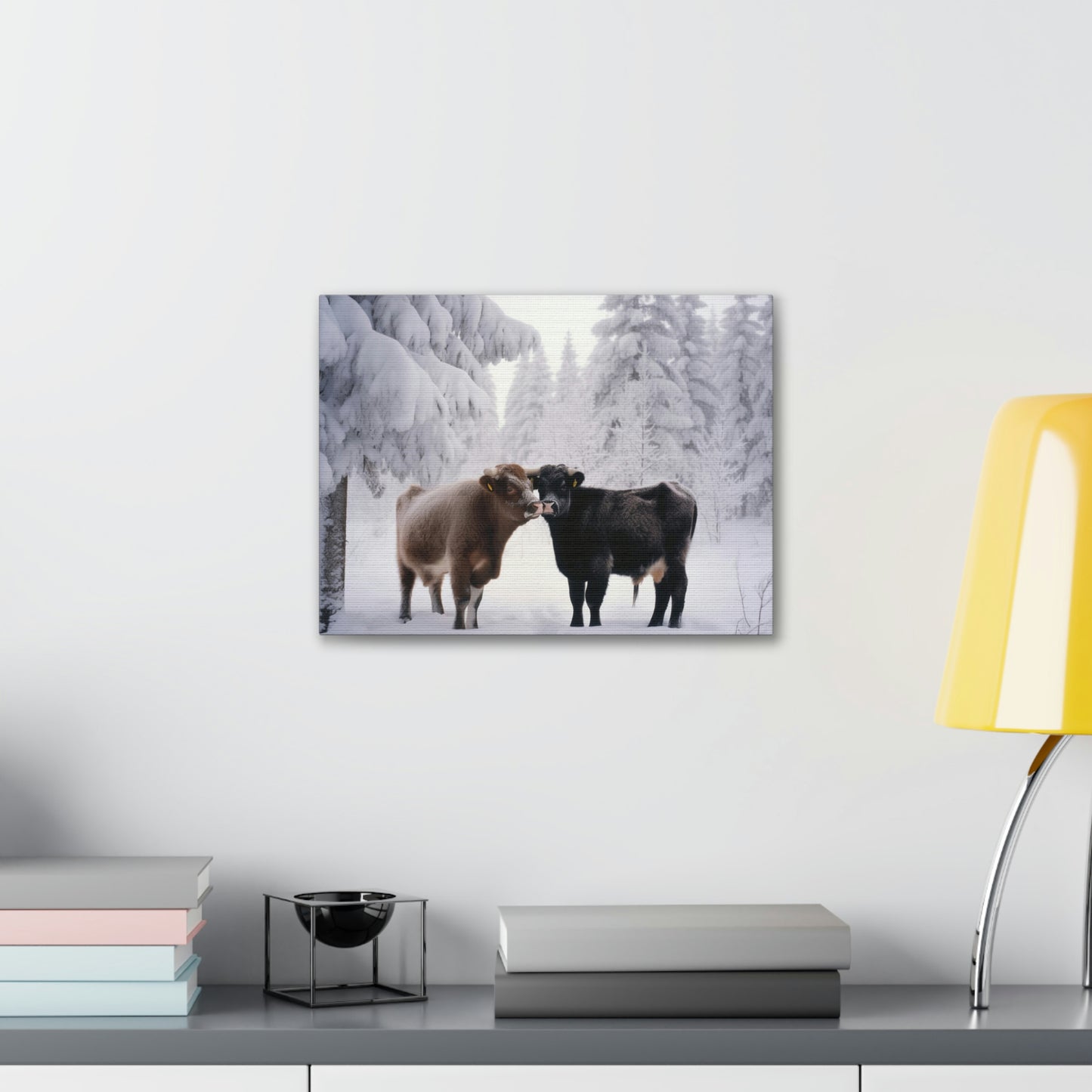 Canvas Gallery Wraps Long Haired Cow snow 3