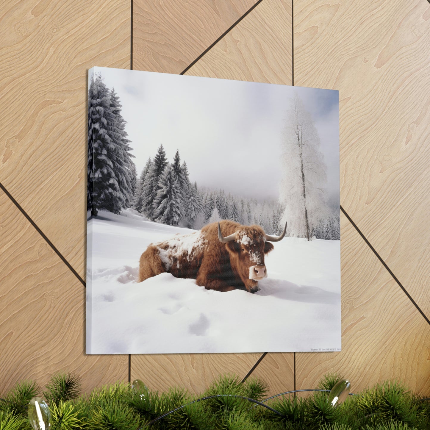 Canvas Gallery Wraps Cow Snow 2