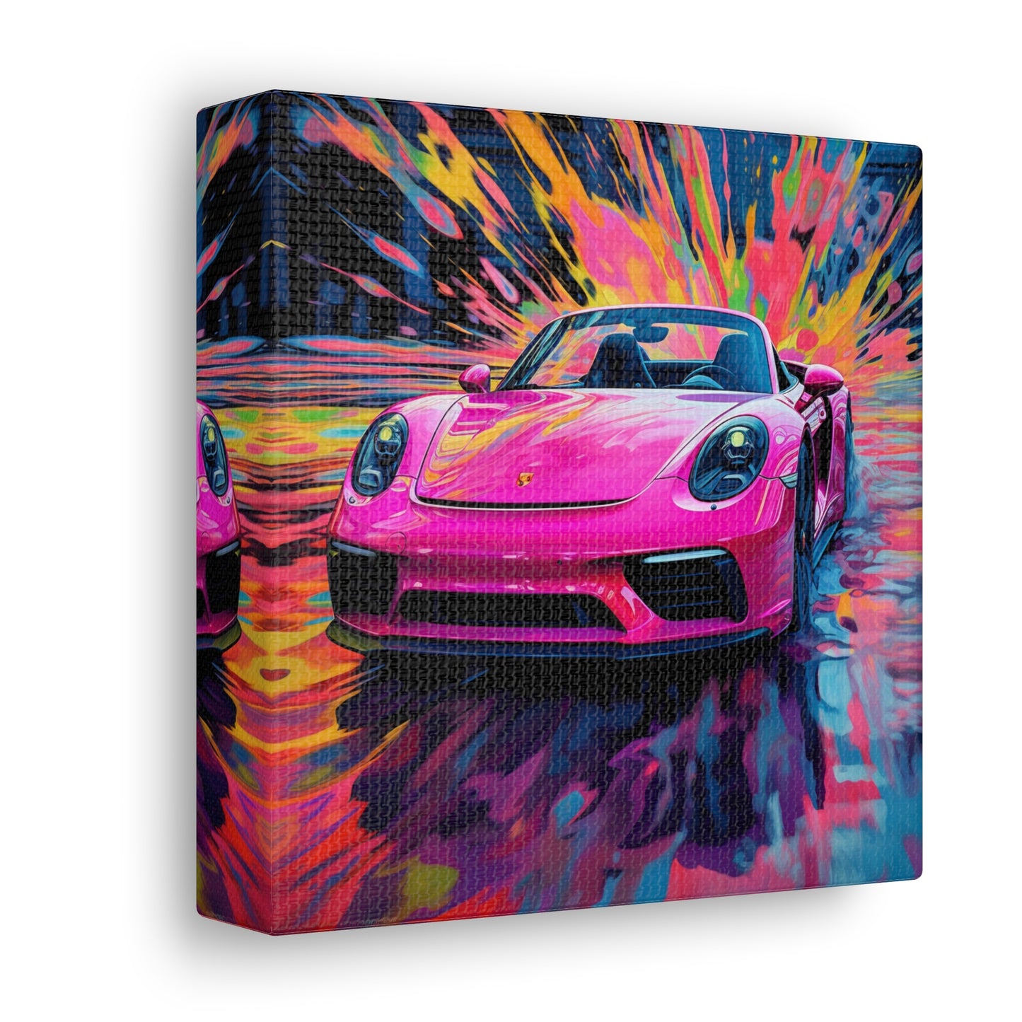 Canvas Gallery Wraps Pink Porsche water fusion 2