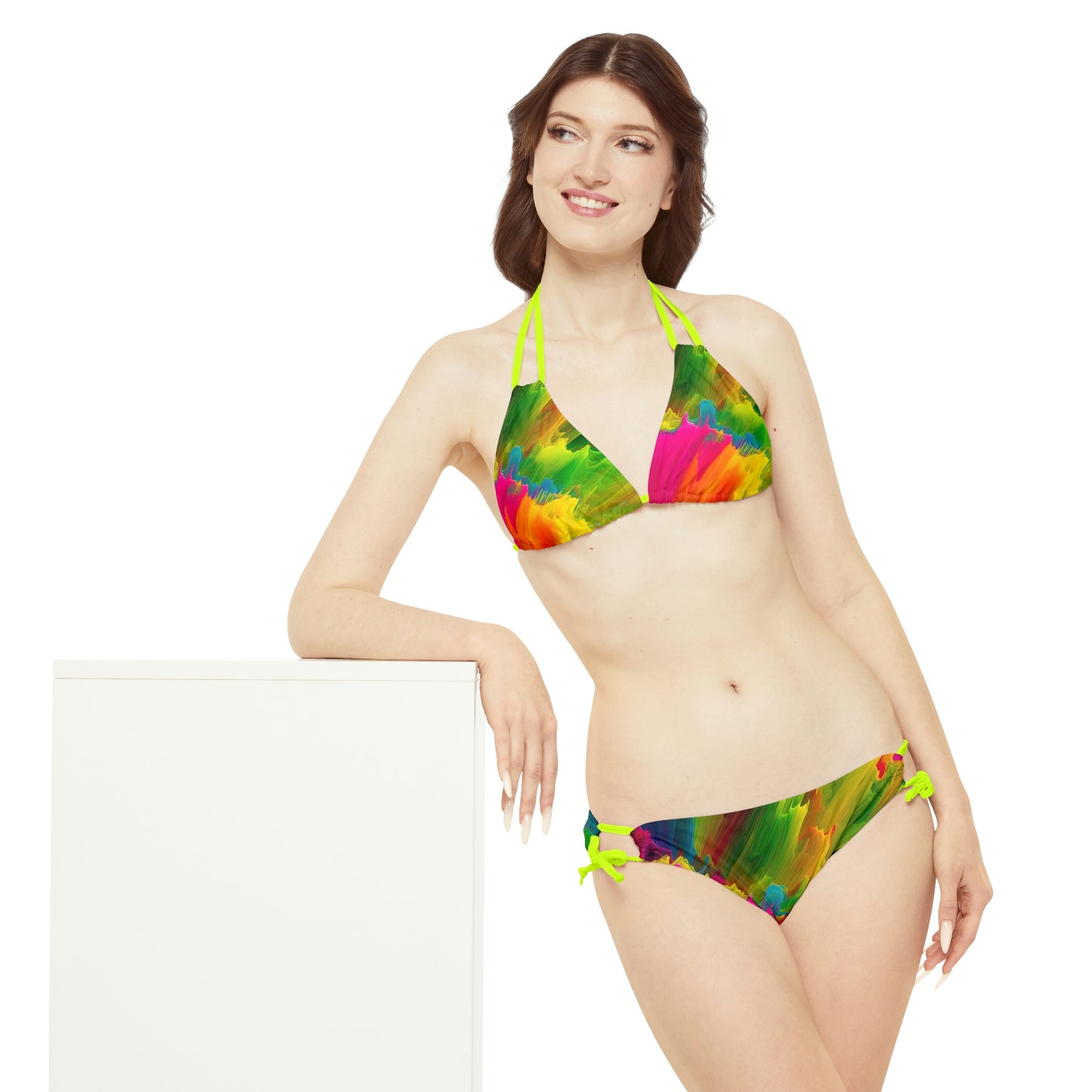 Strappy Bikini Set (AOP) neon fusion 1