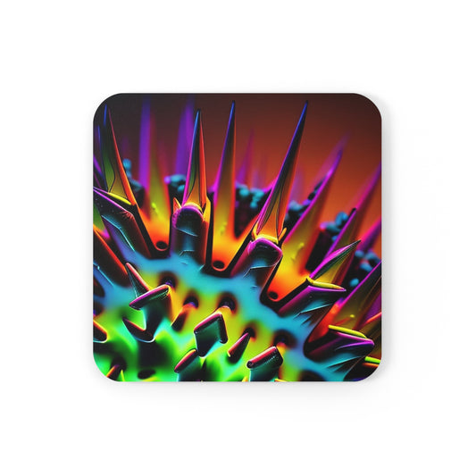 Cork Back Coaster  Macro Neon Spike 4