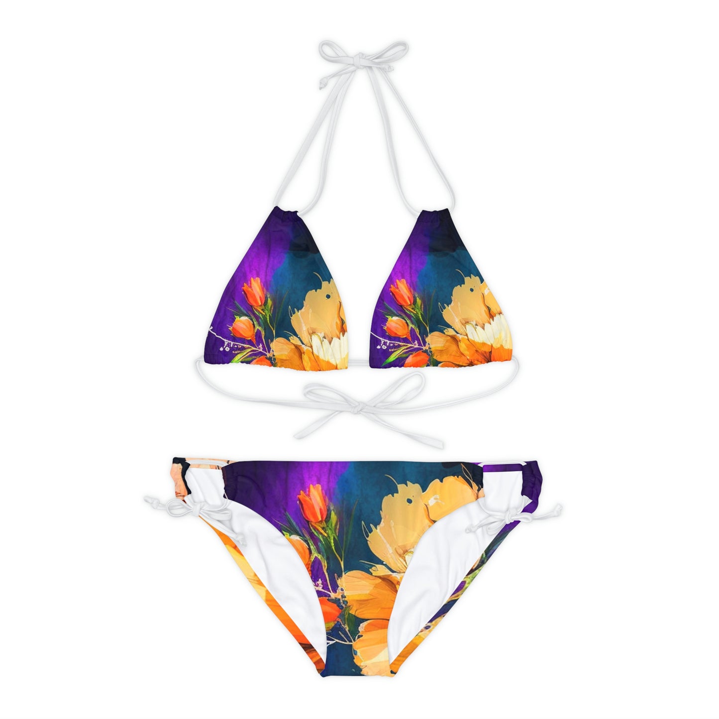 Strappy Bikini Set (AOP) Bright Spring Flowers 4