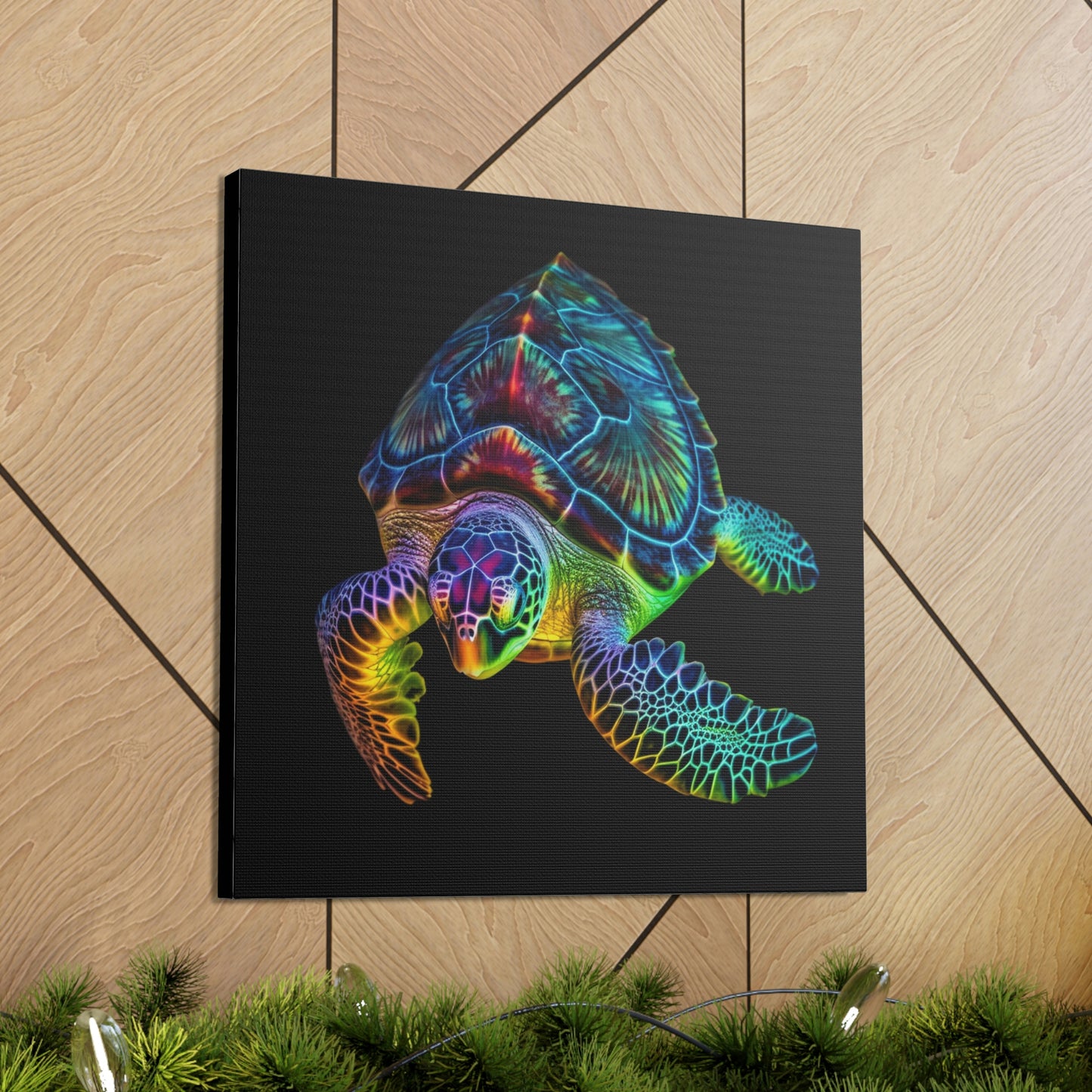 Canvas Gallery Wraps Neon Sea Turtle 1