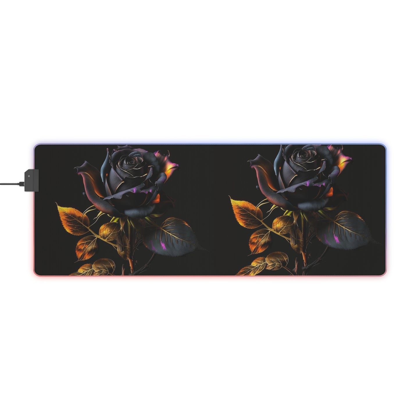 LED Gaming Mouse Pad Black Glod Rose