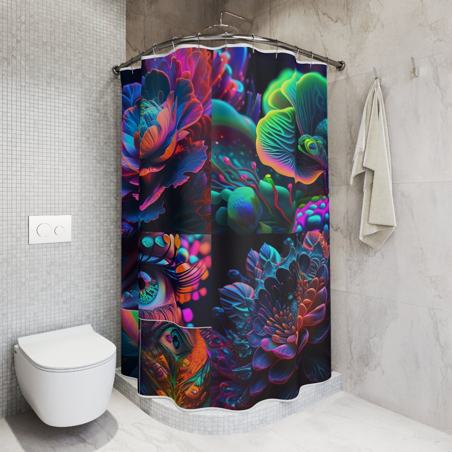 Polyester Shower Curtain Neon Florescent Glow
