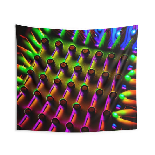 Indoor Wall Tapestries Macro Cactus neon square 1