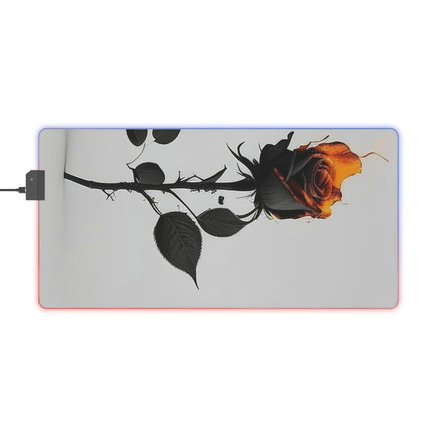 LED Gaming Mouse Pad Black Fire Rose 2