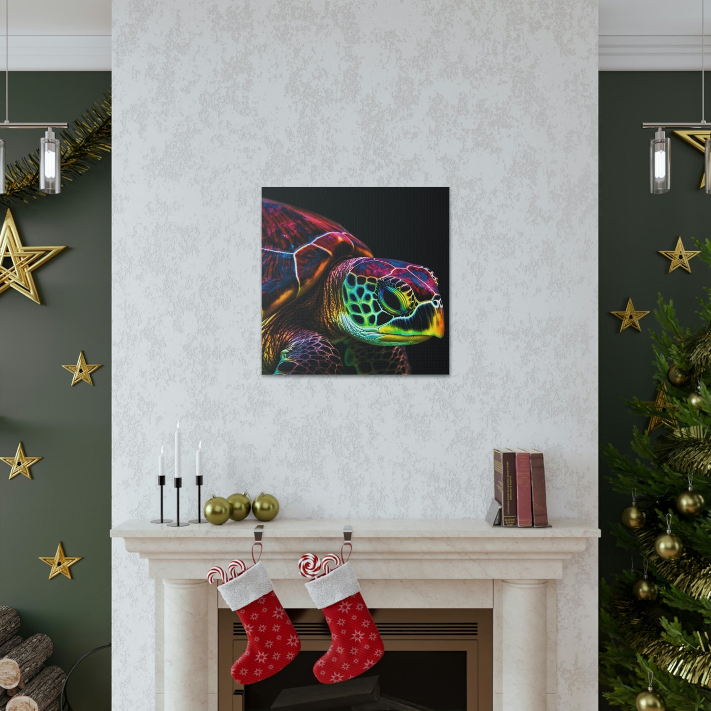 Canvas Gallery Wraps Neon Sea Turtle 3