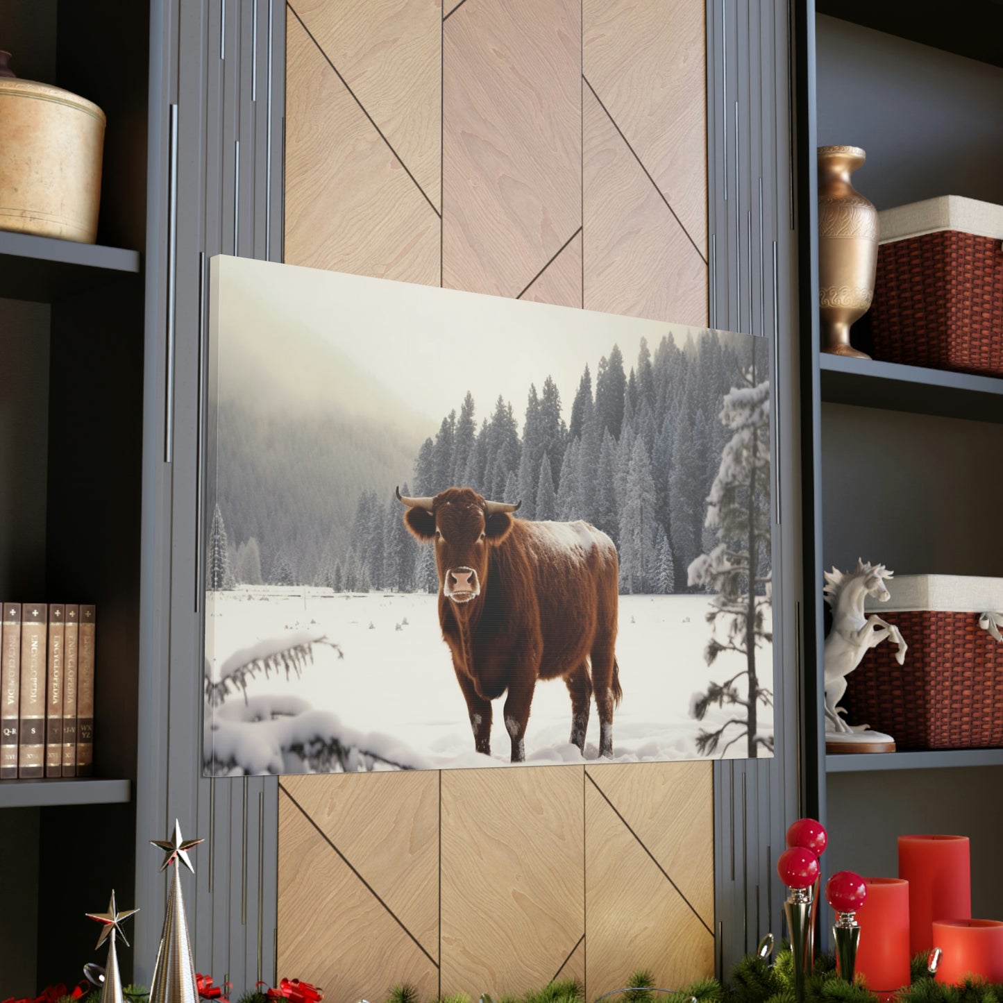 Canvas Gallery Wraps Cow Snow 3