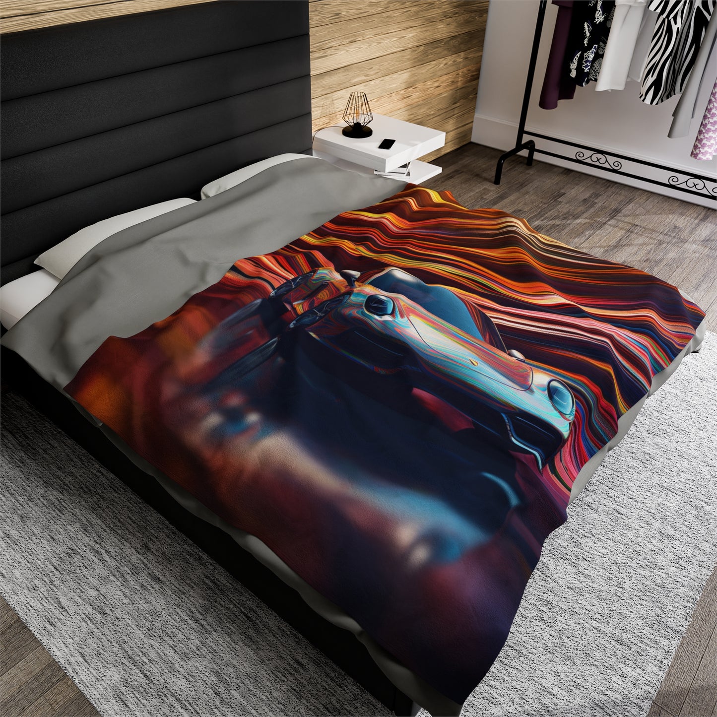 Velveteen Plush Blanket Porsche Water Fusion 1