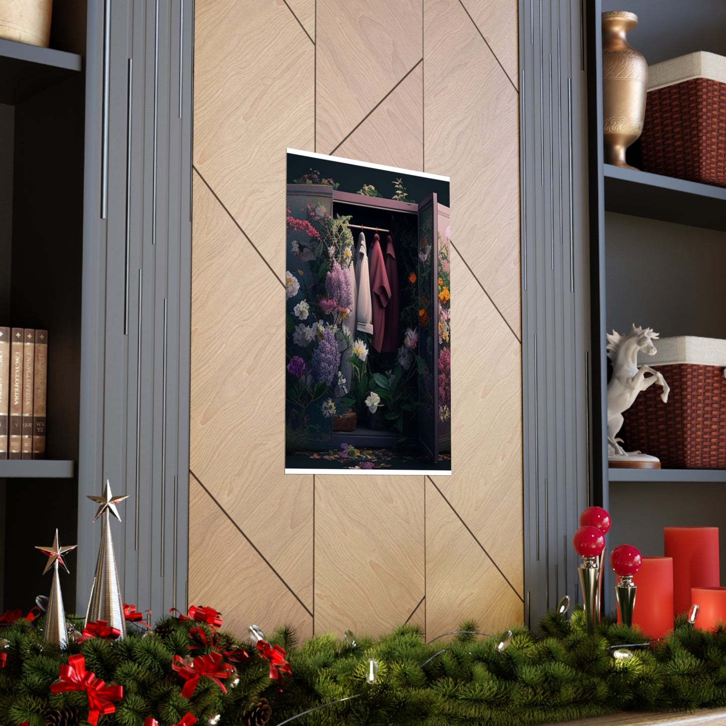 Premium Matte Vertical Posters A Wardrobe Surrounded by Flowers 2