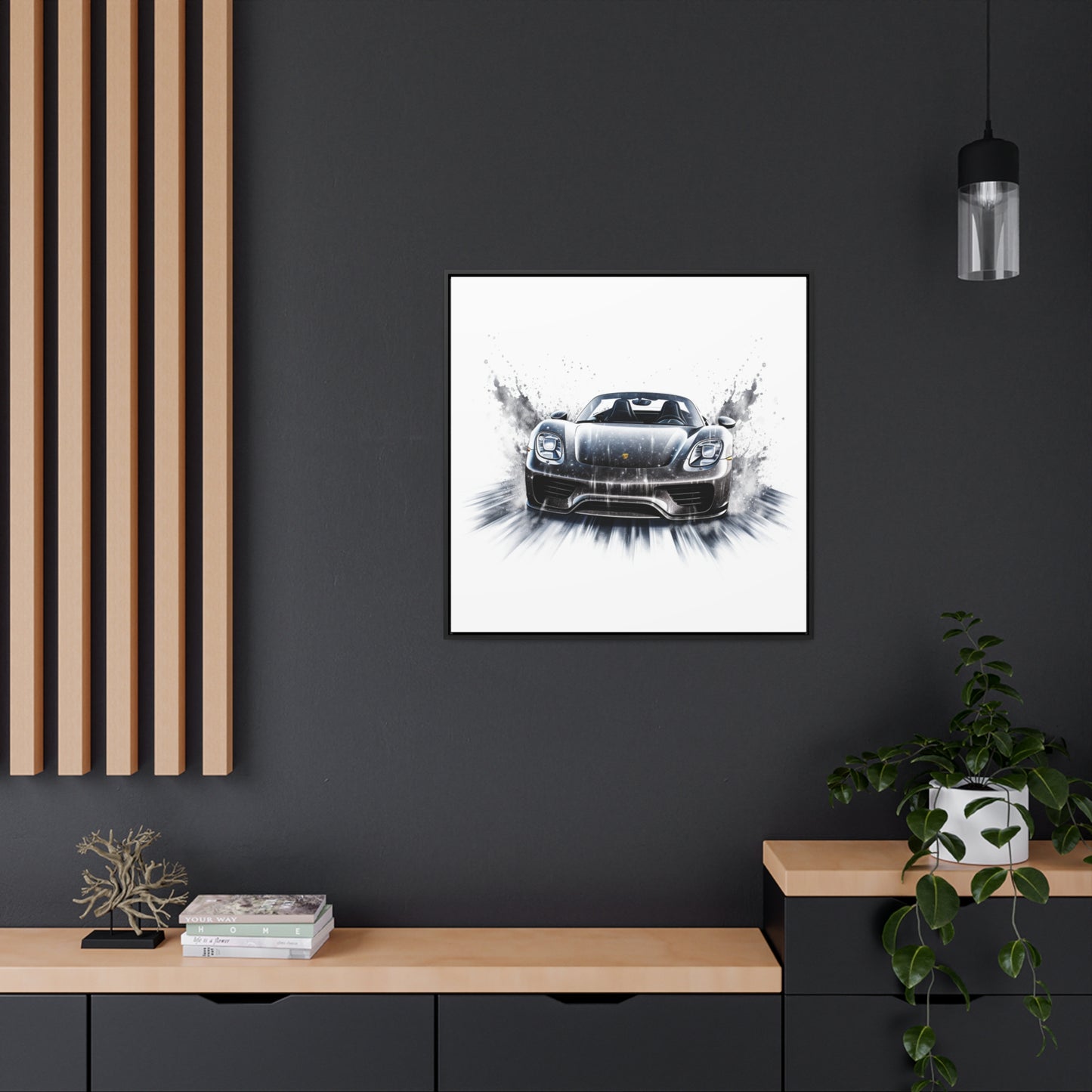Gallery Canvas Wraps, Square Frame 918 Spyder white background driving fast with water splashing 3