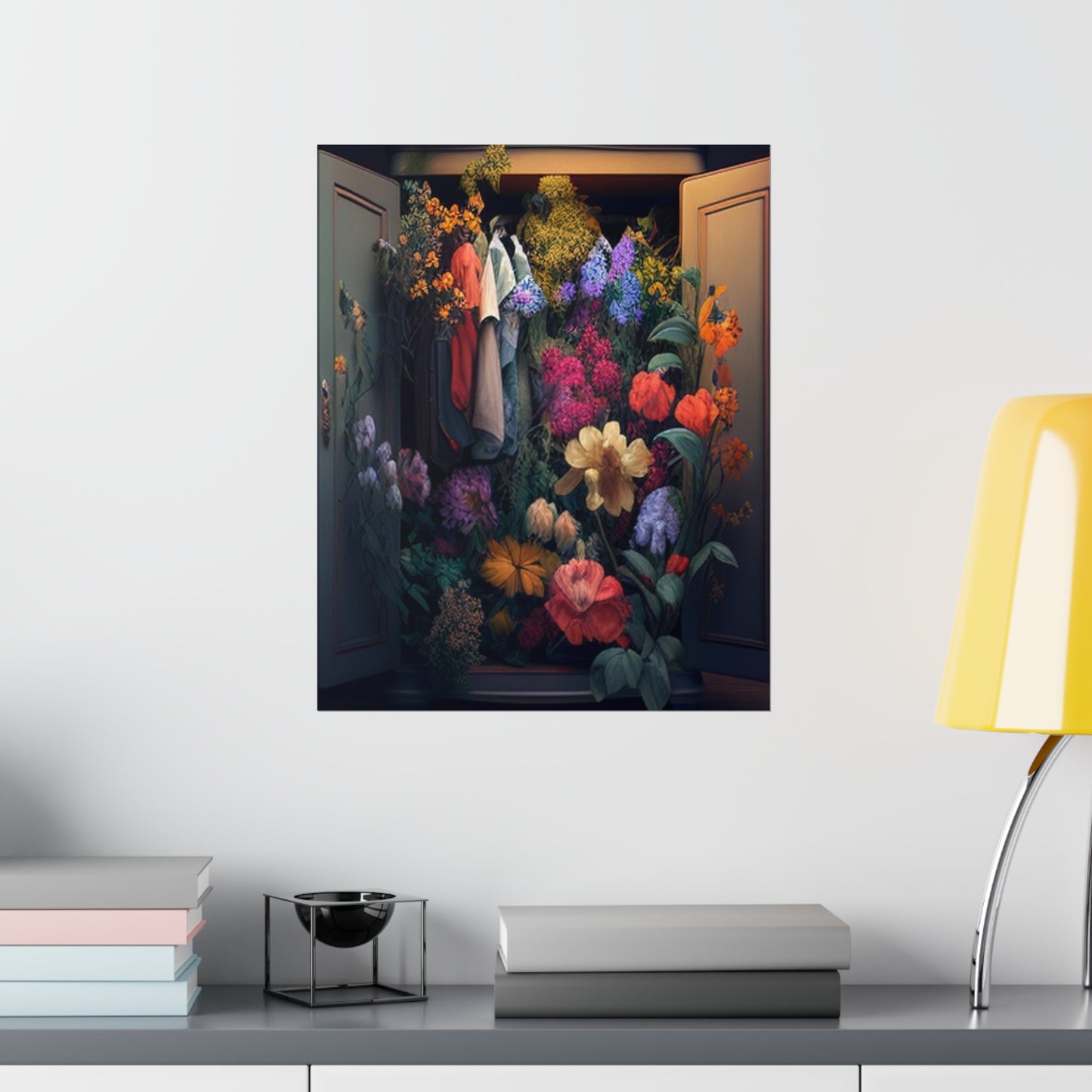 Premium Matte Vertical Posters A Wardrobe Surrounded by Flowers 4