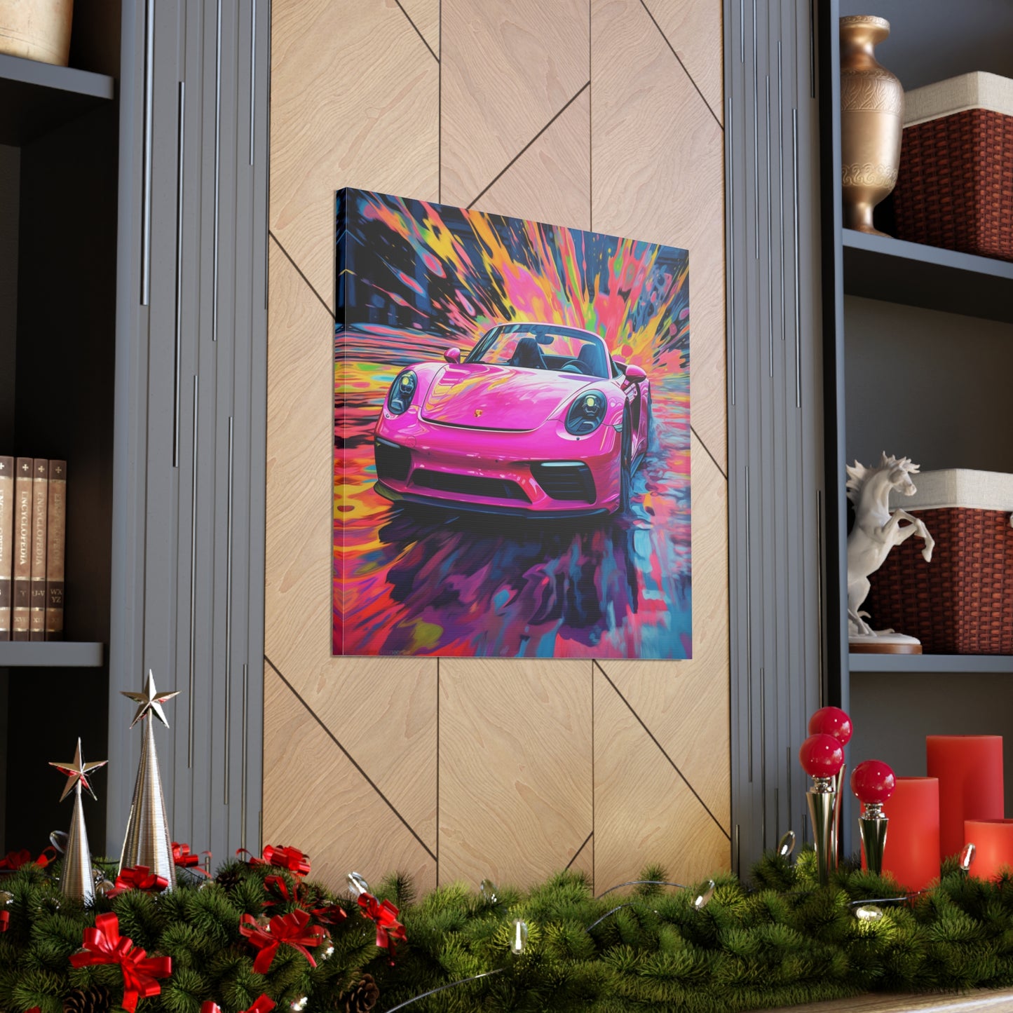 Canvas Gallery Wraps Pink Porsche water fusion 2