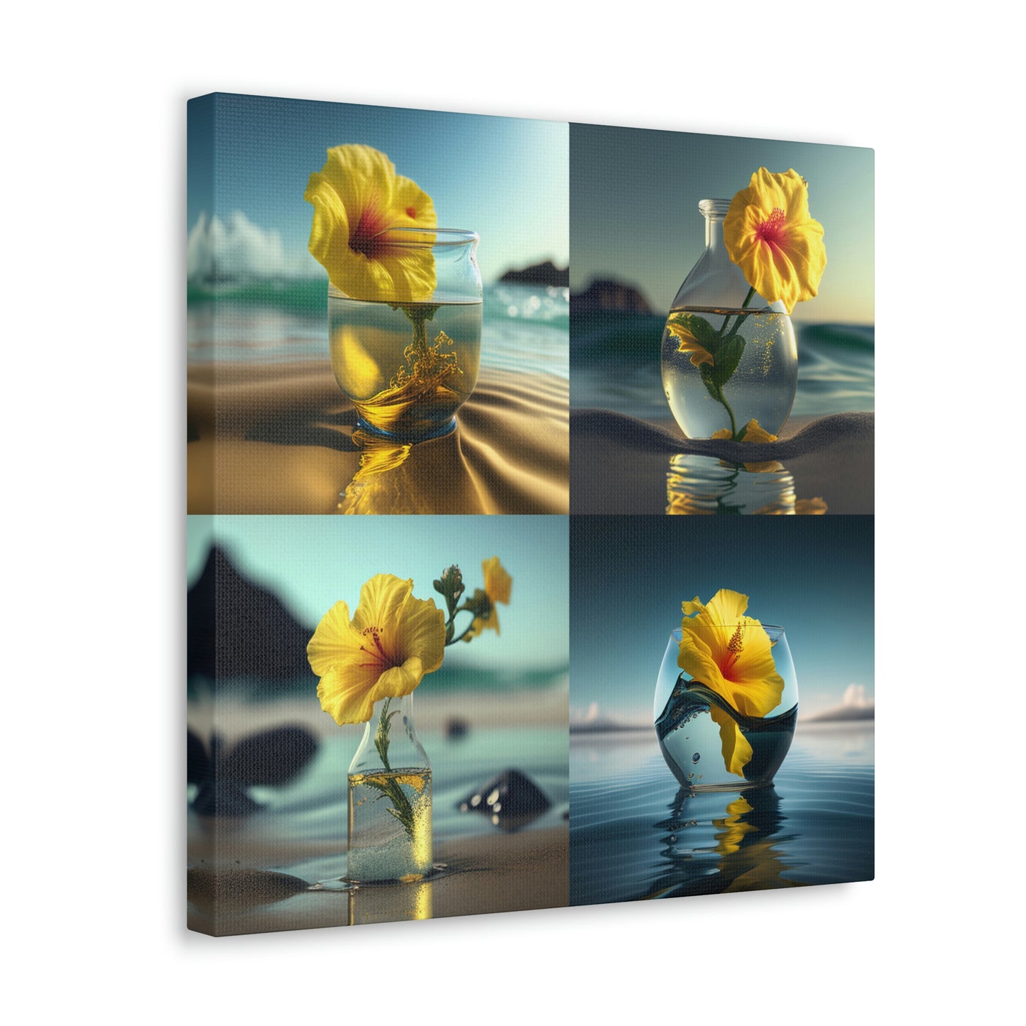 Yellow Hibiscus Glass 4 Pack