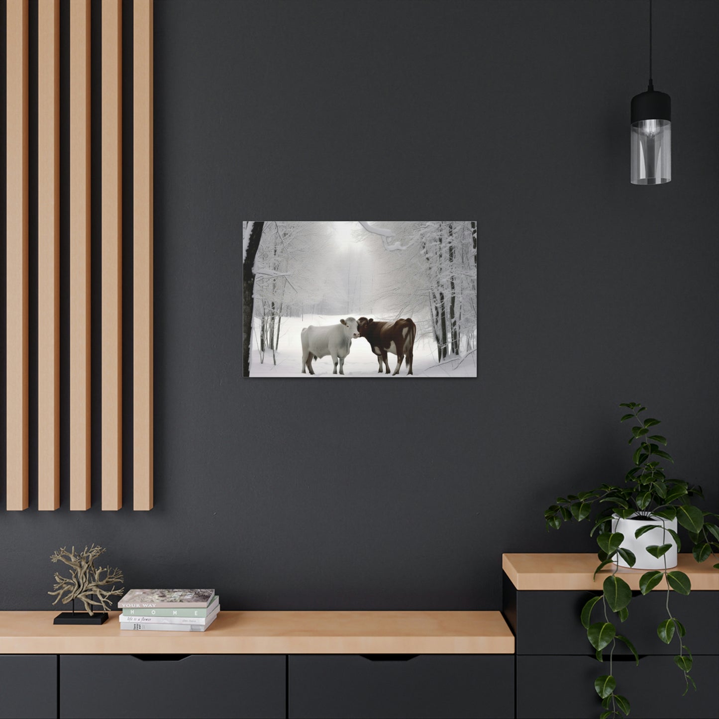 Canvas Gallery Wraps Long Haired Cow snow 4