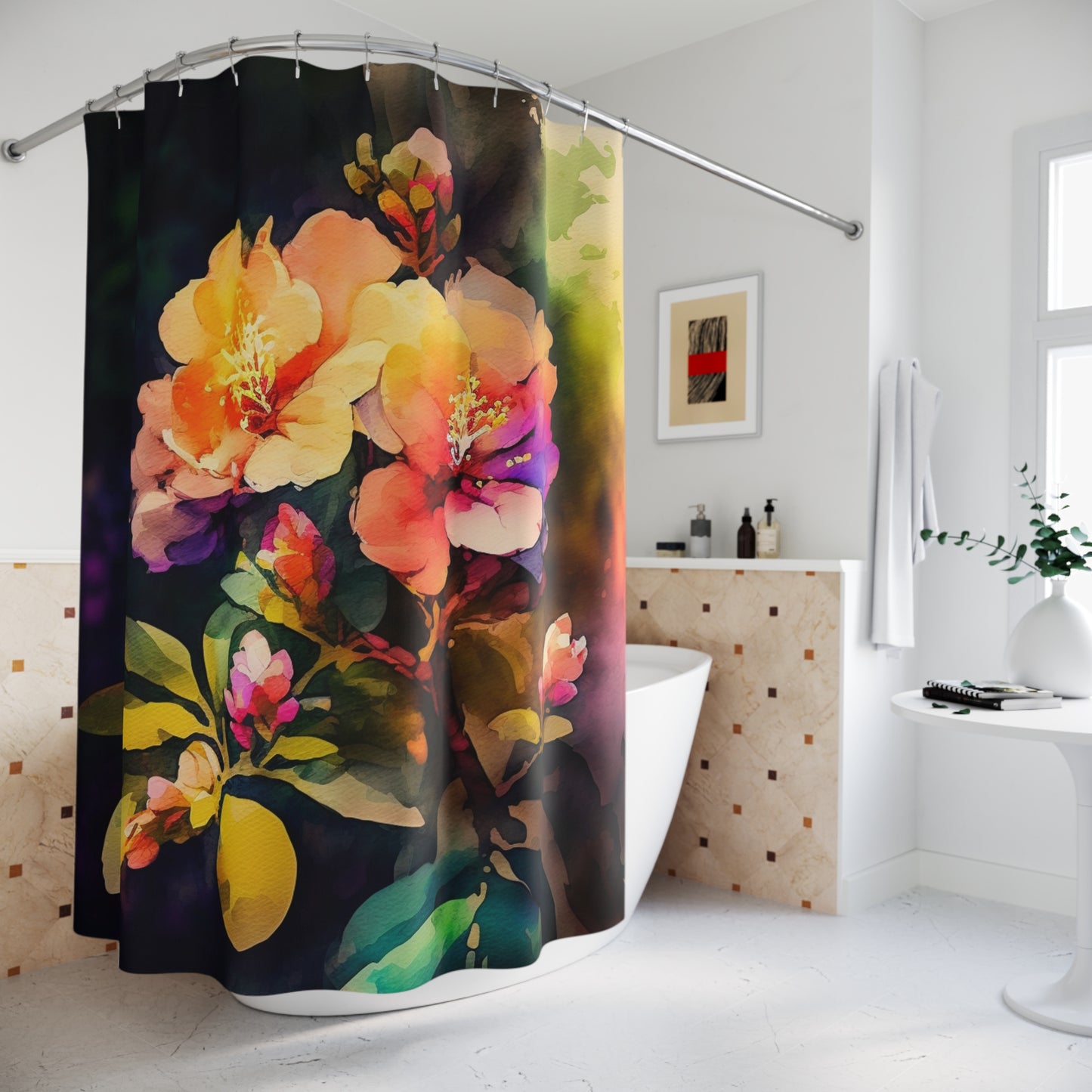 Polyester Shower Curtain bright spring flowers 2