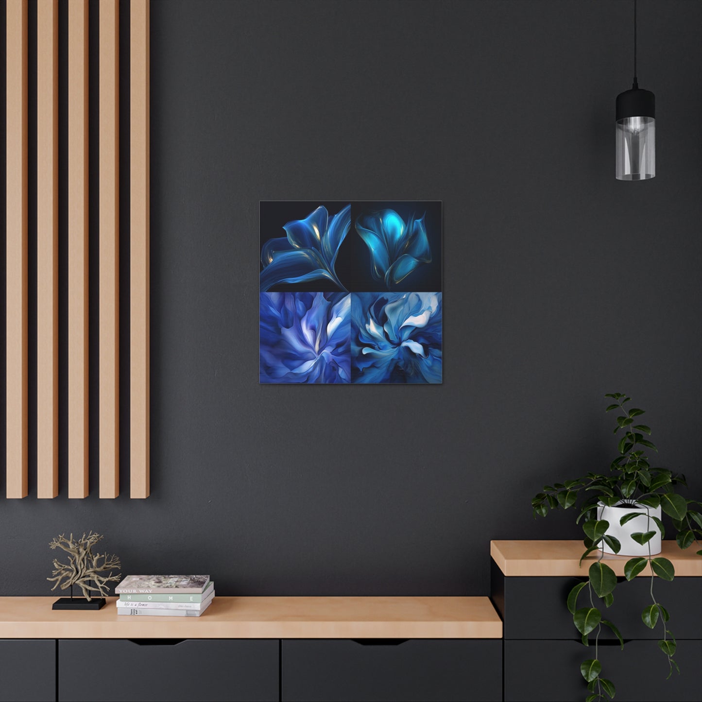 Canvas Gallery Wraps Abstract Blue Tulip 5