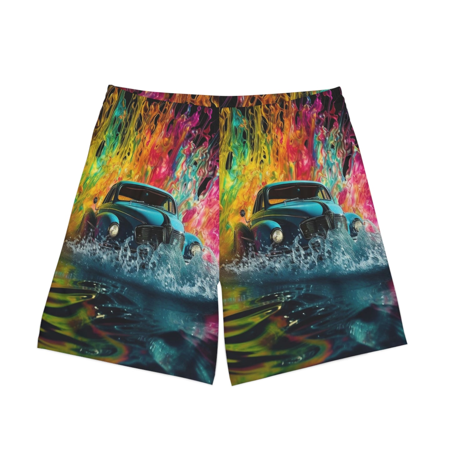 Men's Elastic Beach Shorts (AOP) Hotrod Water 1