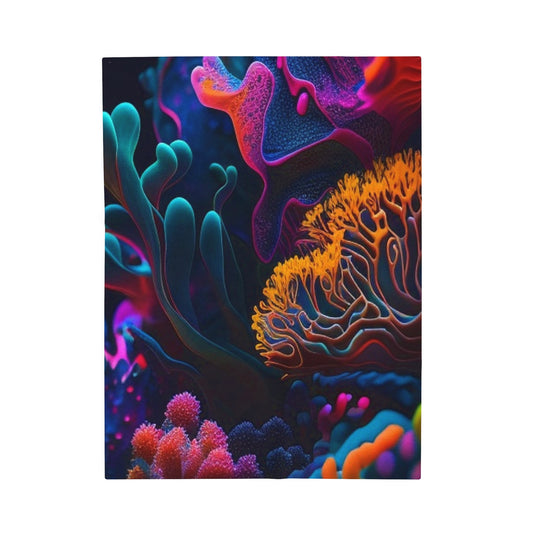 Velveteen Plush Blanket Macro Coral Reef 2