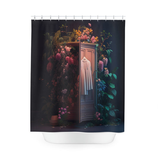 Polyester Shower Curtain A Wardrobe Surrounded by Flowers 3