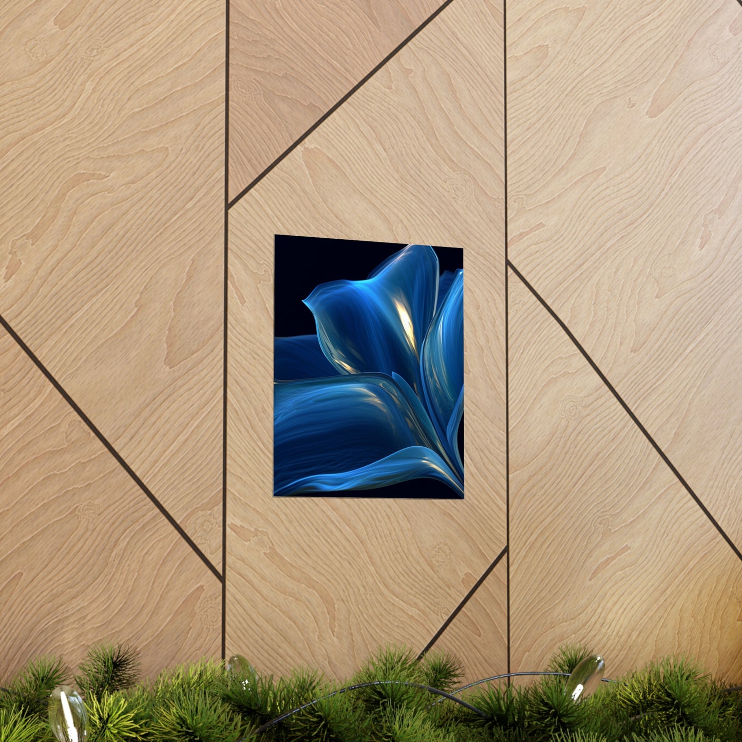 Premium Matte Vertical Posters Abstract Blue Tulip 1