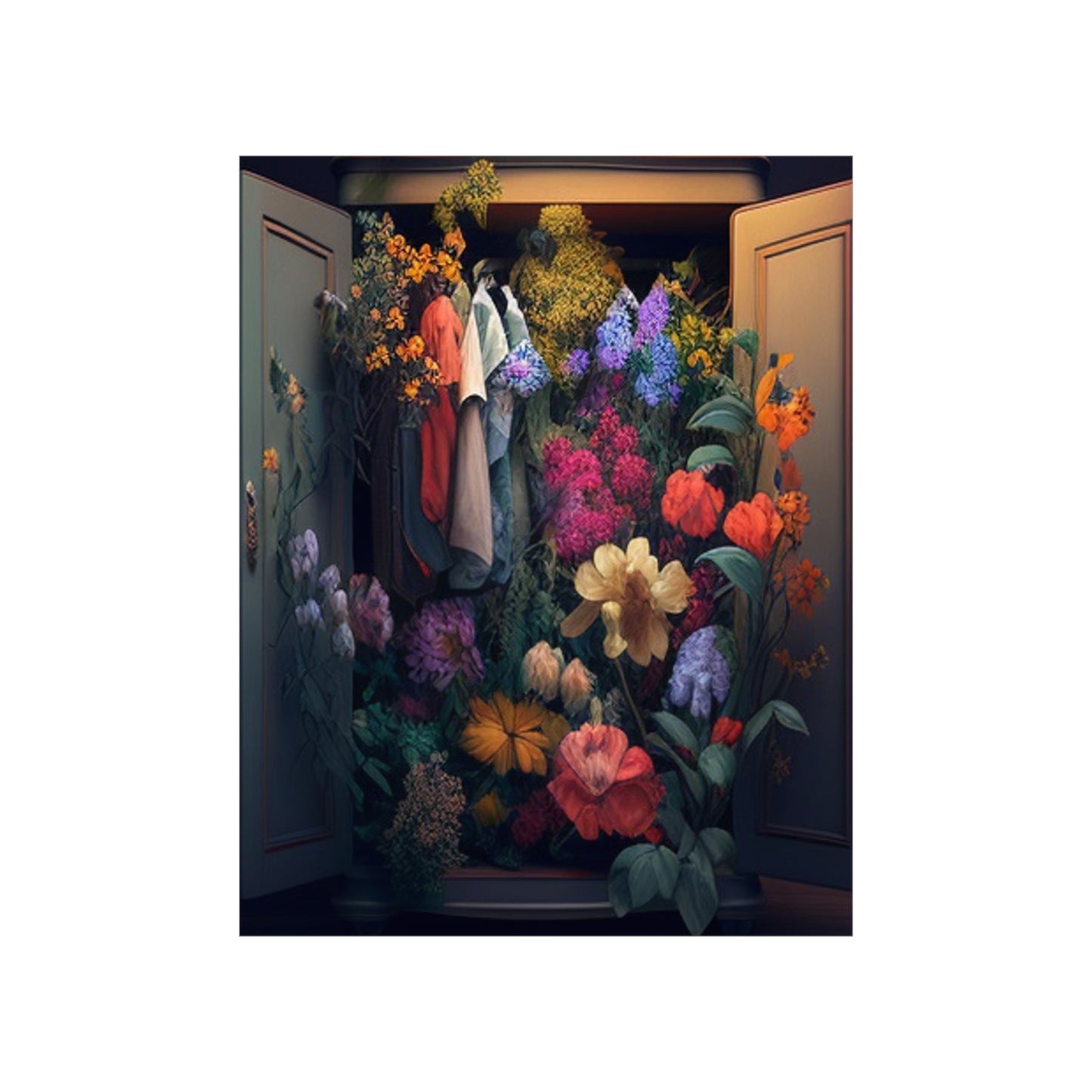 Premium Matte Vertical Posters A Wardrobe Surrounded by Flowers 4