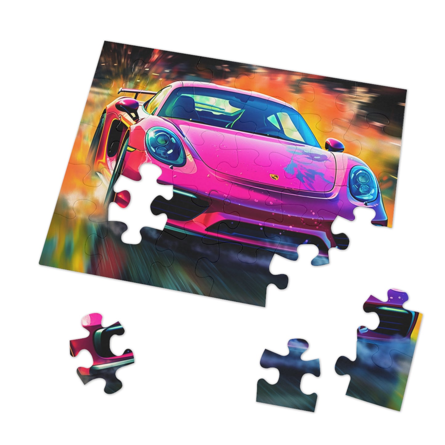 Jigsaw Puzzle (30, 110, 252, 500,1000-Piece) Pink Porsche water fusion 4