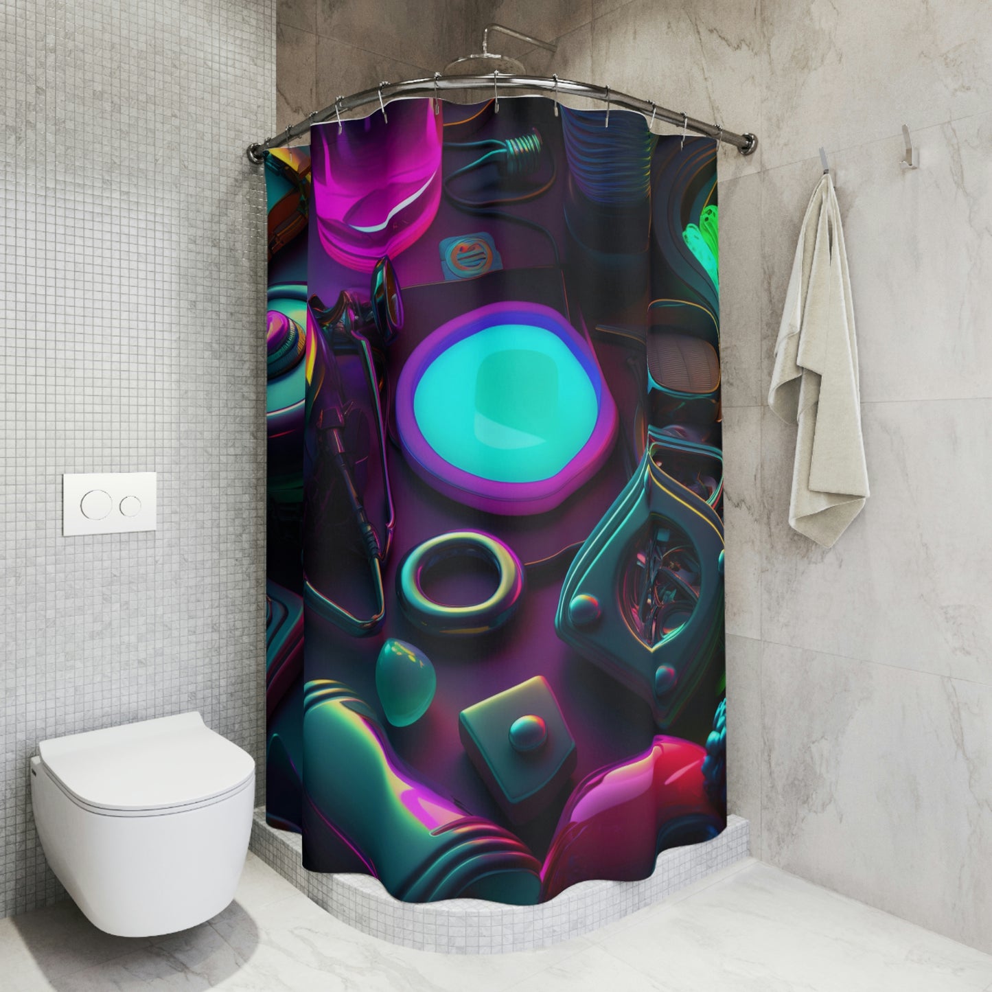 Polyester Shower Curtain neon glow 4