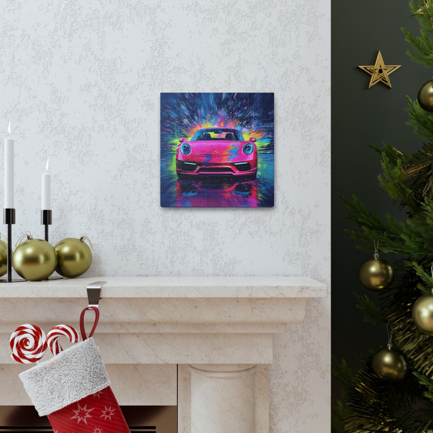 Canvas Gallery Wraps Pink Porsche water fusion 3